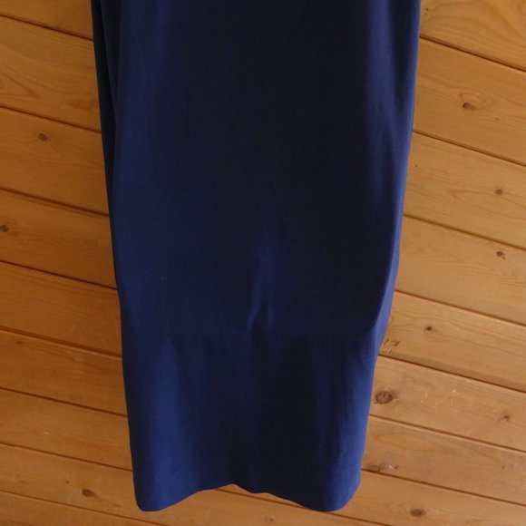 Eileen Fisher Navy Blue Bonnet Drape Front Jersey Cap Sleeve Above Knee Dress S - Picture 10 of 11